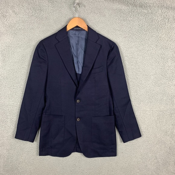 Suitsupply Blazer Sport Coat 36R Navy Havana Patch HL Int Slim Vitale Wool - Picture 1 of 14